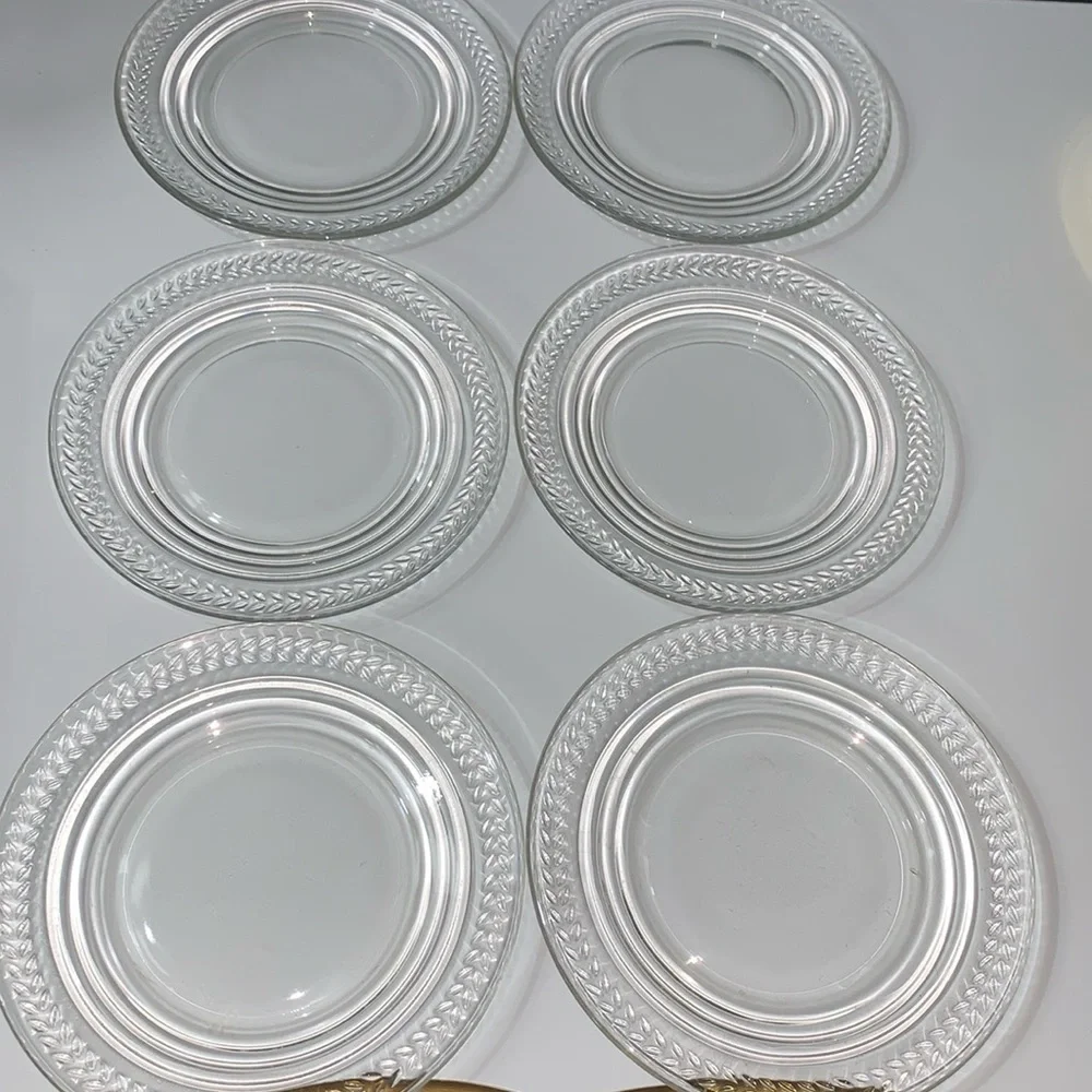 6 Vintage Clear Glass Bread & Butter Dessert Appetizer Small Plates for Dining